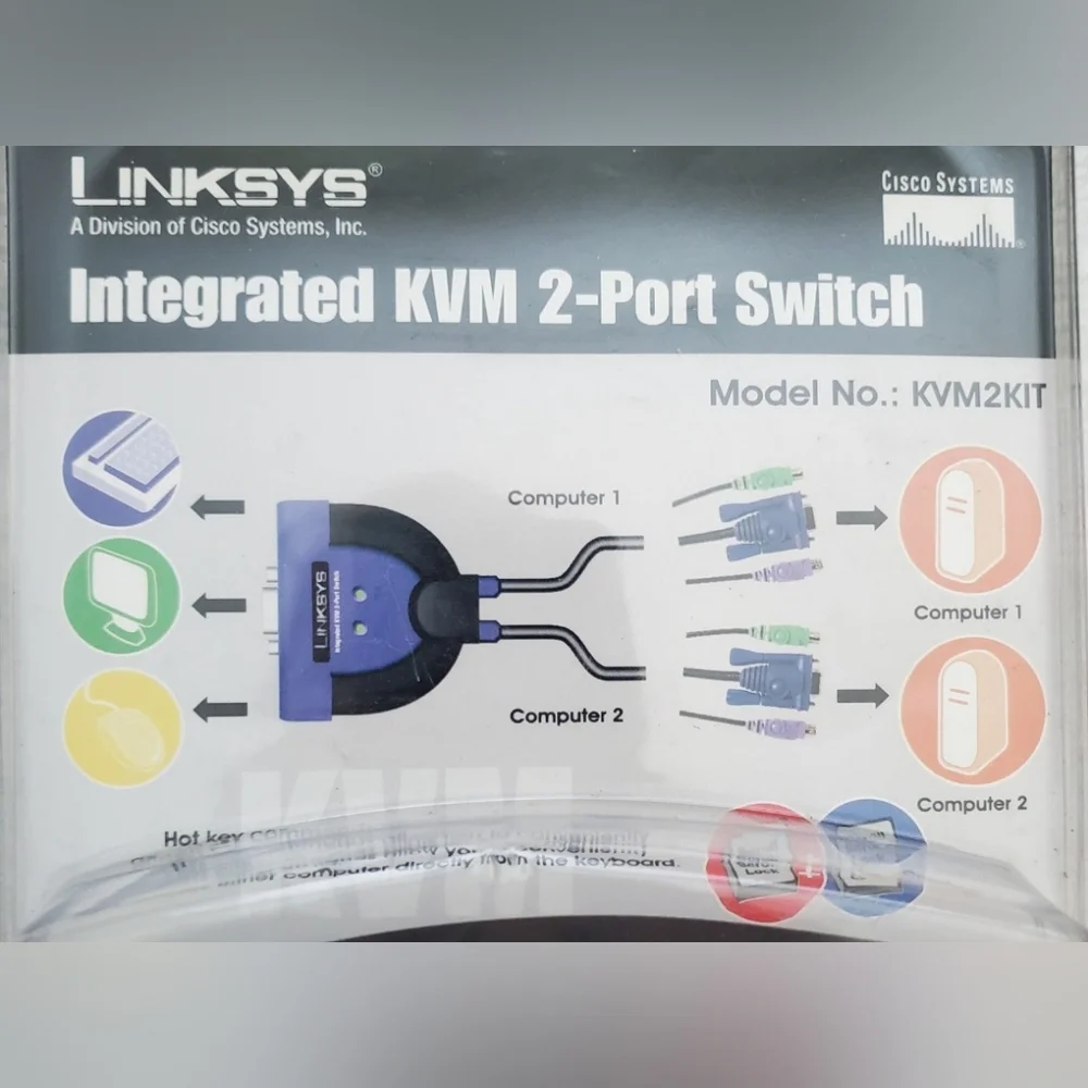 Linksys Integrated KVM 2-Port Switch New